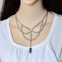 Multi слой ожерелье, цинковый сплав, ювелирные изделия моды, серебряный, продается Strand