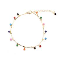 Zinc Alloy Anklet, with Gemstone, plated, fashion jewelry & for woman 210+50mm 