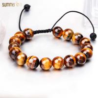 Tiger Eye Stone Bracelets, Natural Stone, Round, polished, fashion jewelry & Unisex, brown, 10mm 