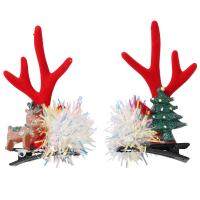 Christmas Hair Clip, Velveteen, Antlers, handmade, for woman 