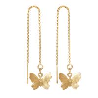 Alloy Thread Through Earrings, Butterfly, plated, fashion jewelry & for woman, gold, 106mm 