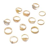 Zinc Alloy Ring Set, 13 pieces & fashion jewelry & Unisex, gold 