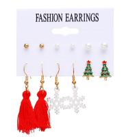 Boucles d'oreilles de Noël, Alliage, 6 pièces & bijoux de mode & pour femme, Vendu par paire