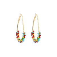 Zinc Alloy Hoop Earring, with Seedbead, plated, for woman, multi-colored 