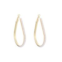 Zinc Alloy Hoop Earring, with Plastic Pearl, gold color plated, for woman 