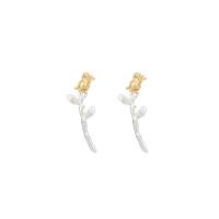 Zinc Alloy Stud Earring, Rose, plated, for woman 