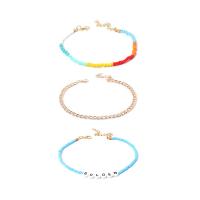 Zinc Alloy Anklet, with Seedbead, with 1.96 inch extender chain, gold color plated, three pieces & for woman, mixed colors, 23.5cm,22.5cm,8.5cm 