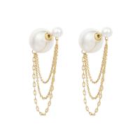 Zinc Alloy Drop Earring, with Plastic Pearl, gold color plated, for woman 70mm 