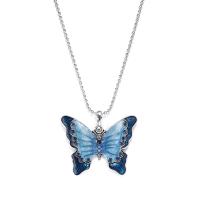 Zinc Alloy Sweater Chain Necklace, Butterfly, plated, for woman & with rhinestone Approx 25.59 Inch 