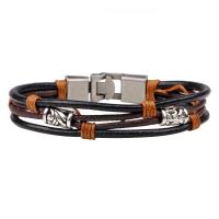 Men Bracelet, Faux Leather, with Zinc Alloy, plated, fashion jewelry & for man, 60mm .5 Inch 
