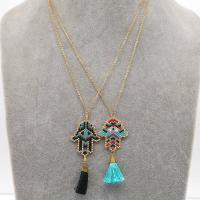 Glass Seed Beads Necklace, Japanese Glass Seed Bead, Evil Eye Hamsa, fashion jewelry & for woman 5cmX2.7cm,43cm+5cm 