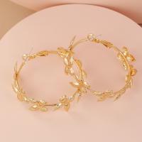 Zinc Alloy Hoop Earring, with 925 Sterling Silver, gold color plated, for woman 