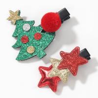 Weihnachts-Haar-Clip, Baumwollsamt, Weihnachtsbaum, handgemacht, für Frau, 54x48mm, 5PCs/Menge, verkauft von Menge