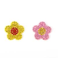 Sewing on Patch, Non-woven Fabrics, Flower, DIY & with rhinestone 27mm 