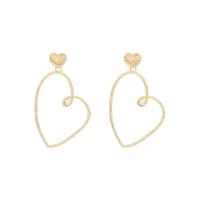 Zink Legierung Tropfen Ohrring, Zinklegierung, mit Kunststoff Perlen, Herz, plattiert, für Frau & hohl, 35x57mm, verkauft von Paar
