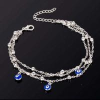 Zinc Alloy Anklet, with 2.36 inch extender chain, Evil Eye, plated, for woman & enamel & multi-strand Approx 8.66 Inch 
