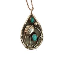 Turquoise Zinc Alloy Necklace, with 1.96 inch extender chain, plated, for woman, 35mm Approx 8.66 Inch 
