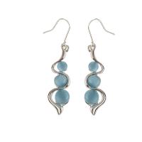 Zinc Alloy Drop Earring, with Cats Eye, plated, for woman, blue 