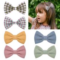 Children Hair Clip, Cloth, with Zinc Alloy, Bowknot, printing & for children 