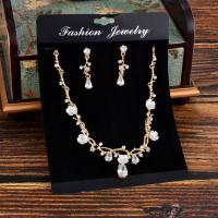 Rhinestone Zinc Alloy Jewelry Set, earring & necklace, with Rhinestone, fashion jewelry & for woman, 10mm-20mm Inch 