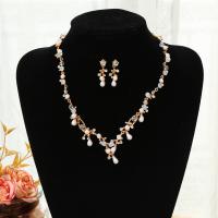 Fashion Zinc Alloy Jewelry Sets, earring & necklace, with Plastic Pearl, fashion jewelry & for woman, 10mm-20mm Inch 