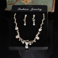 Rhinestone Zinc Alloy Jewelry Set, earring & necklace, fashion jewelry & for woman & with rhinestone, 10mm-20mm Inch 