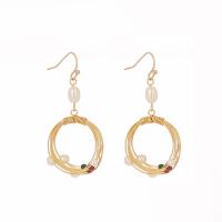 Brass Drop Earring, gold color plated, for woman, white 
