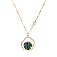 Shell Zinc Alloy Necklace, with Abalone Shell, gold color plated, for woman .68 Inch 