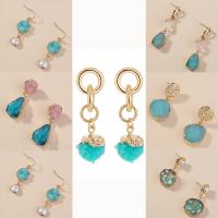 Freshwater Pearl Drop Earring, Zinc Alloy, with Ice Quartz Agate, gold color plated & for woman 