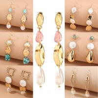 Süßwasser Perle Tropfen Ohrring, Zinklegierung, goldfarben plattiert, verschiedene Stile für Wahl & für Frau, keine, verkauft von Paar