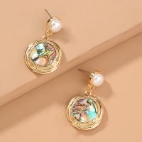 Abalone Shell Earring, Zinc Alloy, with Abalone Shell, gold color plated & for woman 
