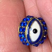 Rhinestone Evil Eye Beads, plated, evil eye pattern & enamel 10mm Approx 2.5mm 