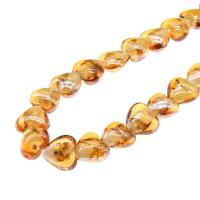 Gold Foil Lampwork Beads, Heart, DIY golden, 15*9mm Approx 2mm 