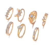 Zinc Set anillo de aleación, anillo de dedo, 7 piezas & Joyería & para mujer & con diamantes de imitación, Vendido por UD
