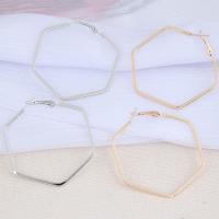 Zinc Alloy Hoop Earring, Polygon, plated, for woman 50mm 
