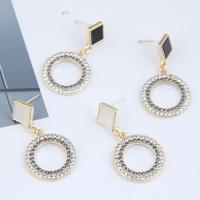 Zinc Alloy Rhinestone Drop Earring, gold color plated, for woman & with rhinestone 