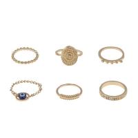 Zinc Alloy Ring Set, gold color plated, 6 pieces & for woman 