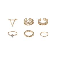 Zinc Alloy Ring Set, gold color plated, 6 pieces & for woman 