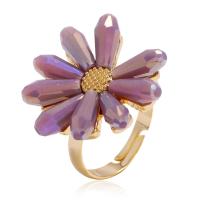 Crystal Zinc Alloy Finger Ring, gold color plated, for woman 