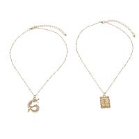 Cubic Zircon Micro Pave Brass Necklace, gold color plated, 2 pieces & micro pave cubic zirconia & for woman .5 Inch 