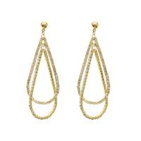 Zinc Alloy Rhinestone Drop Earring, plated, for woman & with rhinestone 