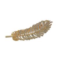 Hair Clip, Zinc Alloy, gold color plated & for woman & with rhinestone 
