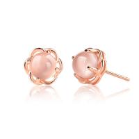 Cats Eye Earring, Cupronickel, with Cats Eye, Flower, 18K rose gold plated, fashion jewelry & for woman, rose gold color, 8*9*11mm 