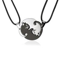 Couple Stainless Steel Necklace, with Titanium Steel & Wax Cord, Cat, plated, fashion jewelry & for couple 35*600mm 