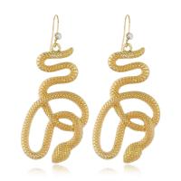 Zinc Alloy Rhinestone Drop Earring, Snake, gold color plated, for woman & with rhinestone 