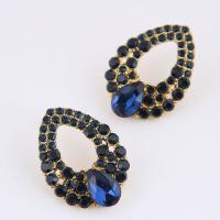 Zinc Alloy Rhinestone Stud Earring, Teardrop, gold color plated, for woman & with rhinestone 