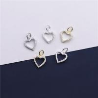 Sterling Silver Rhinestone Pendants, 925 Sterling Silver, Heart, plated, DIY & with rhinestone & hollow Approx 3.5mm 