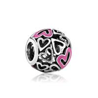 Zinc Alloy European Large Hole Beads, plated, micro pave cubic zirconia & enamel & hollow 