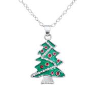 Christmas Jewelry Necklace, Alloy, plated, fashion jewelry & enamel & with rhinestone 17.6mmX25.5mm,45cm+5cm 
