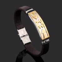Men Bracelet, Titanium Steel, with Faux Leather & Silicone & Stainless Steel, fashion jewelry 1.0CMX0.3CM cm 